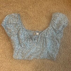 Hollister Croped Blouse Blue Floral